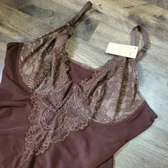 NWT Popilush Dark Brown Lace Shapewear Bodysuit Corset Top Size XXL - Picture 5 of 10